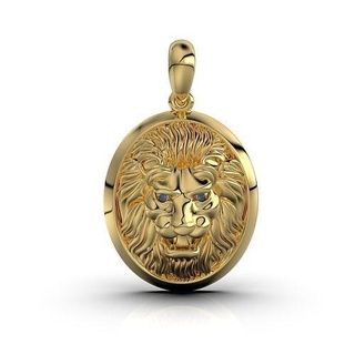 león colgante pendiente oro plata collar grosero lujo regalo cadena joyería joya amuleto valentía medalla colgantes 3d print model - Mito3D