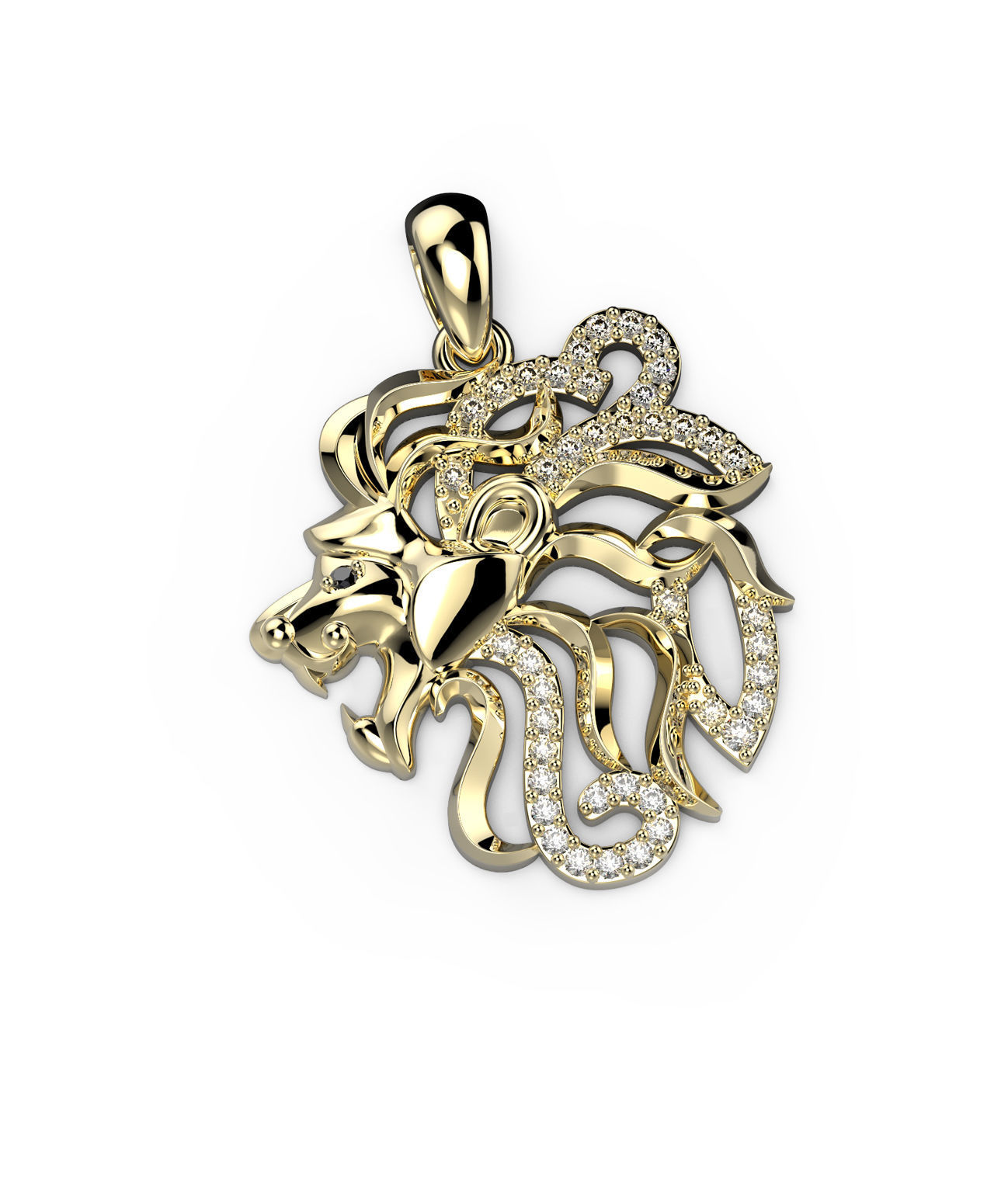 leão pingente jóias a cabeça bonita clássico anel de diamante diamantes moda beleza ouro jóia printable colar pulseira presentes lembrança tigre pingentes 3D print model - Mito3D