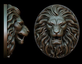 leone pendente versioni animale bas sollievo gioielleria medaglione decorazione testa scultura arte sculture 3d print model - Mito3D