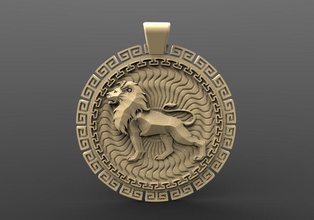 lion pendant 3 keychain jewelry animal art pendants 3d print model - Mito3D