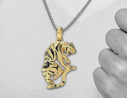 león colgante pendiente 3d impresión modelo cara corona escultura Tigre animal salvaje joyería joya colgantes lujo imprimible leon diamante anillo oro 3d print model - Mito3D