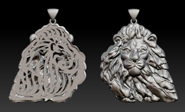 lion pendant 3d print model lionhead leon jewelry jewellry necklace gold silver printable readytoprint fashion lionface menjewelry lionpendant animal jewel 3dprint style face pendants 3d print model - Mito3D