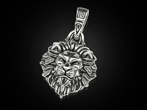 lion pendentif 3 animaux roi bijoux impression 3dprinted imprimable conception bijou d'or prototypage argent motard noircissement texture anneaux 3d print model - Mito3D