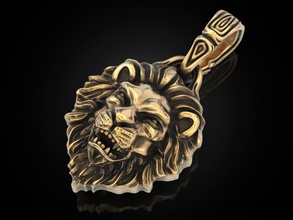 4 aslan kolye hayvanlar Kral takı baskı 3dprinted mücevher yazdırılabilir tasarım altın printabl diğer prototipleme Gümüş biker kararma doku 3d print model - Mito3D