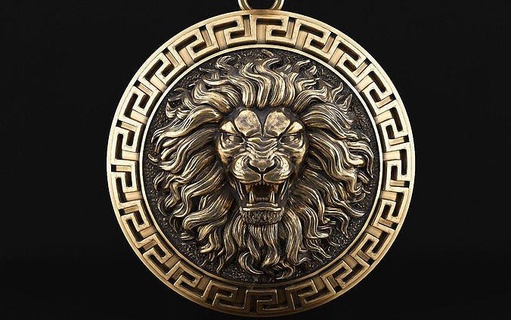 lion pendant a05 animal bas relief jewellery medallion decoration head sculpture art sculptures jewelry pendants 3d print model - Mito3D
