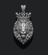 leone pendente corona chiuso bocca v3 007 gioielleria oro gioiello natura collana smalto ruggente leonessa selvaggio animale reale re lusso principe ciondoli 3d print model - Mito3D