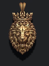 león colgante pendiente corona v2 002 joyería oro plata joya naturaleza collar esmalte enojado rugido leona salvaje animal royal rey lujo colgantes 3d print model - Mito3D