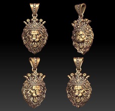 lion pendentif couronne afrique sauvage tigre prédateur roi panthère pantera pantere bijoux argent craun coron korona art symbole luxe or illustration pendentifs 3d print model - Mito3D