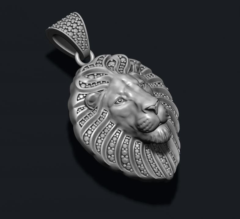 león colgante pendiente diamantes cerrado boca 010 joyería plata joya tigre esmalte enojado hielo diamante piedra preciosa brillante mamífero paz pacífico tranquilo colgantes 3D print model - Mito3D