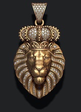 lion pendentif diamants bouche fermée bijoux or d'argent joyau le tigre l'émail de la colère rugissant glace glacé out diamant gem pierre précieuse briliant les mammifères calme creusé pendentifs 3d print model - Mito3D