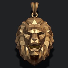 lion pendant low poly jewelry jewellery gold silver jewel nature zbrush obj stl rhino men apparel male necklace tiger pendants 3d print model - Mito3D
