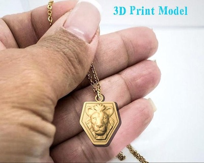 lion pendant men stl necklace 3d jewelry printable gold silver wedding 3dsmax artist metal prototype adjustable necklaces bird pendants louts ancient 3d print model - Mito3D