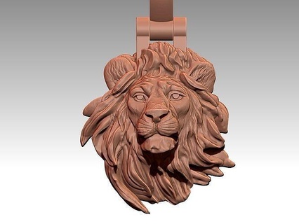 lion pendant sculpture jewelry gold necklace 3d print model silver head anatomy printable artistic art beauty animal diamond zoo pendants 3d print model - Mito3D