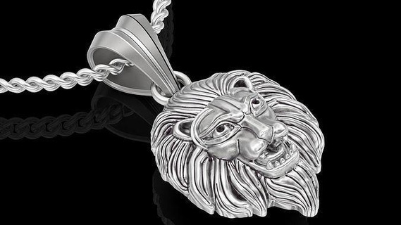 lion pendant silver gold printable jewelry 3d model design zbrush statue sculpture wedding trend fashion fantasy necklace tiger pendants 3d print model - Mito3D
