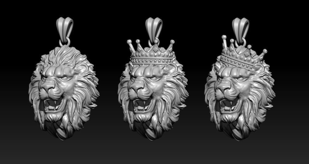 lion pendentifs pack bijoux pendentif or calcul argent bijou nature zbrush obj stl rhinocéros hommes couronne 14k collier tigre 3D print model - Mito3D