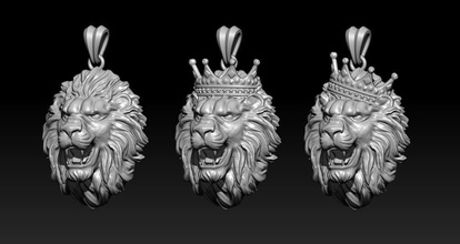 leone ciondoli pacco gioielleria pendente oro calcolo argento gioiello natura zbrush obj stl rinoceronte uomini corona 14k collana tigre 3d print model - Mito3D