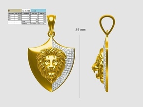 lion pendat cad gold diamond pendant statue animal fashion 3d print model - Mito3D