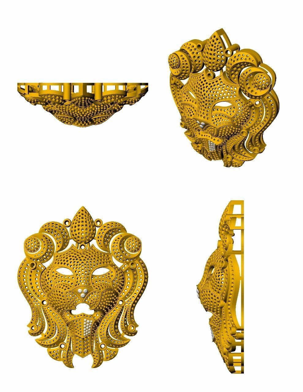 león pendiente la joyería de cara el diamante salvaje oro plata colgantes 3D print model - Mito3D