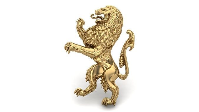 aslan sarkık mücevher Antik altın takı yazdırılabilir kolye 3D print model - Mito3D