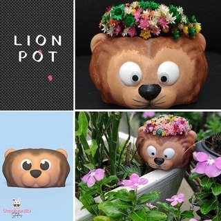 Lion pot animal fleur plante mignonne jardin sculpture art jouet décoratif jouer déco général décor dessin animé amusement maison 3d print model - Mito3D