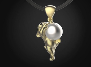 leone cucciolo pendente perla magerit oro collana babby gioielleria ciondoli 3d print model - Mito3D
