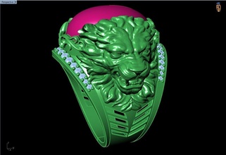 lion ring jewelry gold silver diamond luxury design gem fashion rhino matrix zbrush platinum sapphire rings 3d print model - Mito3D