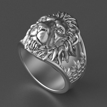 lion ring bijoux de l'anneau d'argent or animaux l'homme imprimable la livre sterling le platine bague en les anneaux 3d print model - Mito3D