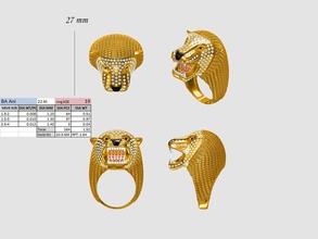 lion ring design gold symbol fashion art silver diamond 3d print model - Mito3D