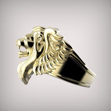 leão anel jóias ouro a cabeça de prata arte anéis 3d print model - Mito3D