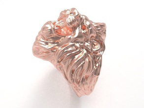 lion ring art silver gold replica custom animal nature jewelry rings 3d print model - Mito3D