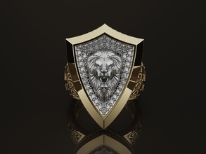 leone squillare gioielleria animale oro scudo argento anelli 3d print model - Mito3D