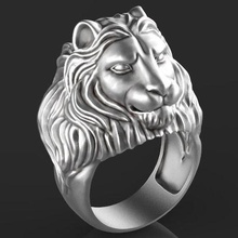 Lion bague bijoux or argent imprimable bijou diamant animal mode nature blanc gemme engagement mariage anneaux 3d print model - Mito3D