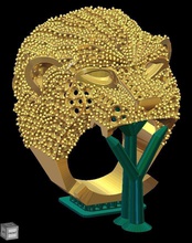 lion ring bijoux tête or de soutien imprimable le diamant les anneaux 3d print model - Mito3D