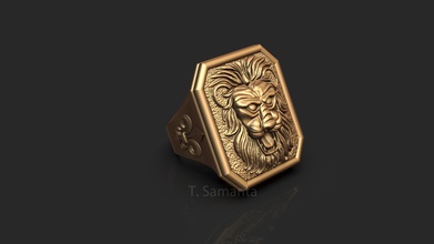lion ring 3dprinting jewelry silver gold brass casting antique vintage rings designer beautiful cad cam 3d art jewellery sterling hollow 3d print model - Mito3D