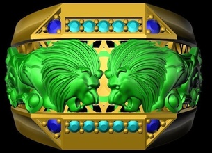león anillo joyería joya diamante oro plata animal anillos 3d print model - Mito3D