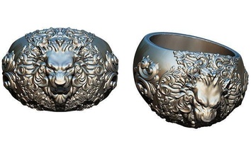 lion ring lion cat tiger puma ring animal head jewelery jewel jewellery silver gold print printable cnc jewelry rings