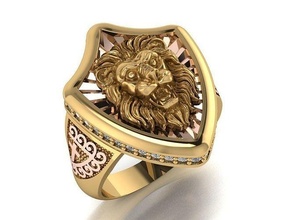 lion ring classic men beauty fashion diamond printable golden jewel accessory tactical flora medal america art nature luxury animal head jewelry rings 3d print model - Mito3D