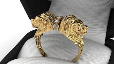 leão anel brilhante casamento prata moda beleza diamante joalheria monte 3d rinoceronte animal argolas lobo tigre zee ouro z escova gema 3d print model - Mito3D
