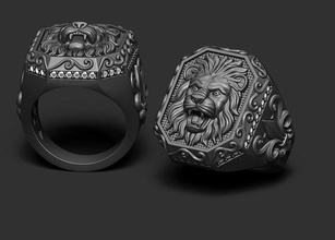 león anillo leones joyería joya 3dmodel oro plata anillos escultura 3d print model - Mito3D