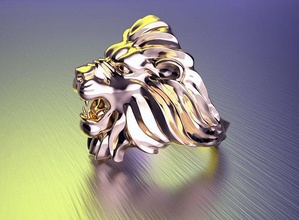 lion ring lionring design silver printable gold lev kolco white brend fashion jewel 3d jeweler wedding engagment diamond 3dprint jewelry rings 3d print model - Mito3D