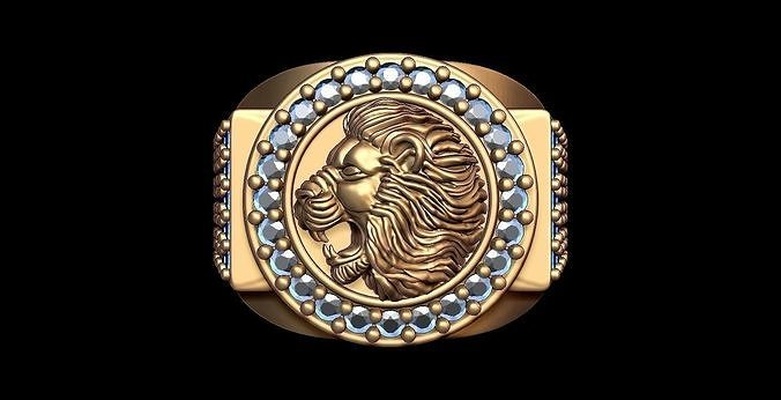 lion bague bijoux argent anneaux imprimable diamant animaux mode bijou engagement nature or 3d print model - Mito3D
