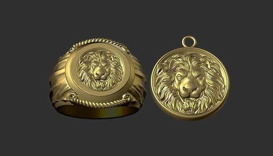 Leone squillare gioielleria animale oro argento animali scultura anelli 3d print model - Mito3D