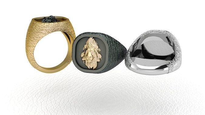 lion ring jewelry fashion silver cat animal rings design jewel fantasy mens man men 3D print model - Mito3D