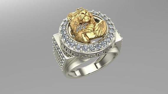 lion ring jewelry luxury gem platinum antique printable diamond silver rings fashion shining gold 3d print model - Mito3D