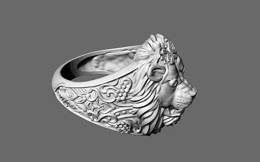 león anillo Arte diseño leones gentsring rugiente depredador cara leon animales joyería joya anillos 3d print model - Mito3D