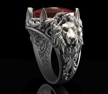 lion ring engraving men mens man silver gold stone turkish printable engraver carving arabic jewelry onyx fashion rings 3d print model - Mito3D