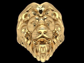lion bague luxe argent imprimable animal zbrush diamant nature hommes platine or bvlgari mode bijoux anneaux 3d print model - Mito3D