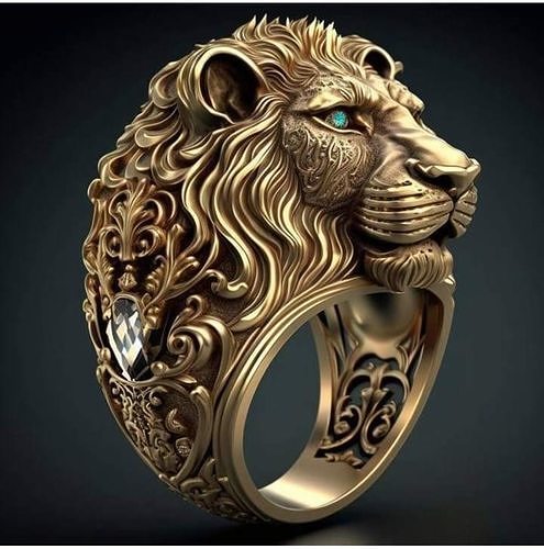 lion ring murti elephant art 3dprinting jents jewelry god bridal tiger gents face 3dprint rings 3D print model - Mito3D