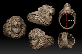 lion ring jewelry girl gold gem rings 3d print model - Mito3D