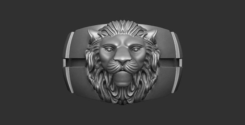 lion ring art design sculptures jewelry animal gold sculpture illustration retro abstract paper silver symbol printable fashion luxury rings 3d print model - Mito3D